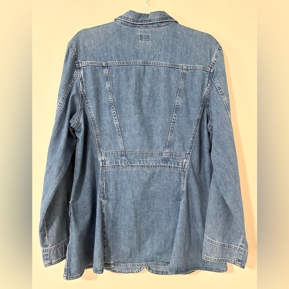 Lee Vintage Style Denim Oversized Long Line Western Boho Blazer Jacket - Picture 3 of 9